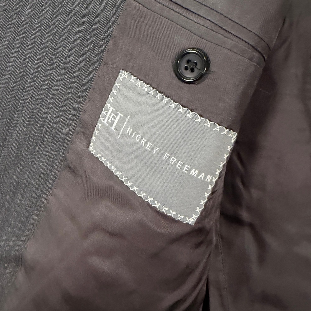 Hickey Freeman Men 40XL Slim Fit Madison Suit Grey Herringbone Wool 34x32 USA - Picture 5 of 16